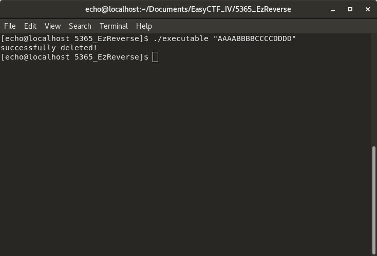 Executable run with argument. It deleted itself!