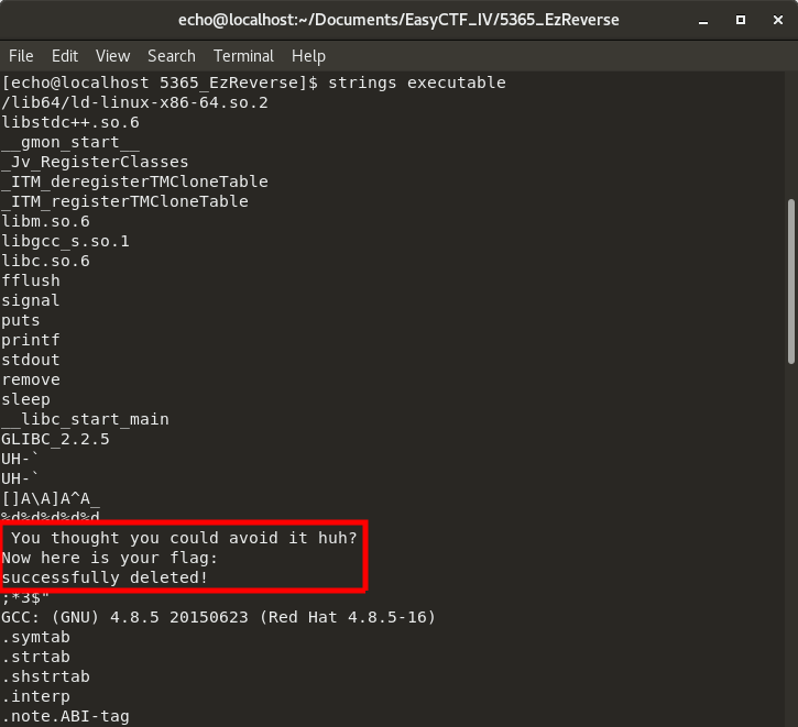 strings command output. Lots of cools stuff here!